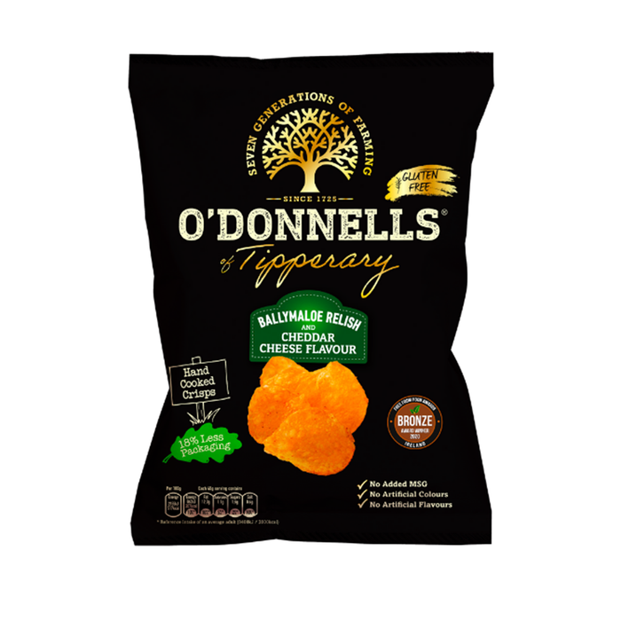 O'Donnells Ballymaloe Relish and Cheddar Cheese | Box of 12 Packets (125g)