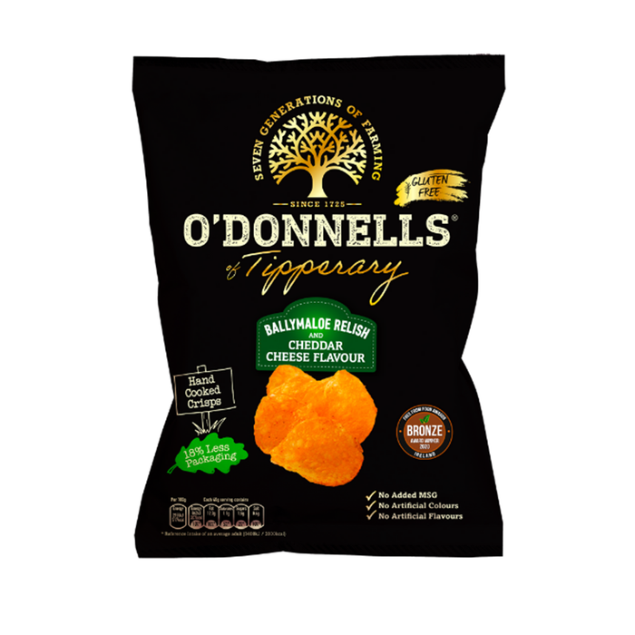 O'Donnells Ballymaloe Relish and Cheddar Cheese | Box of 32 Packets (50g)
