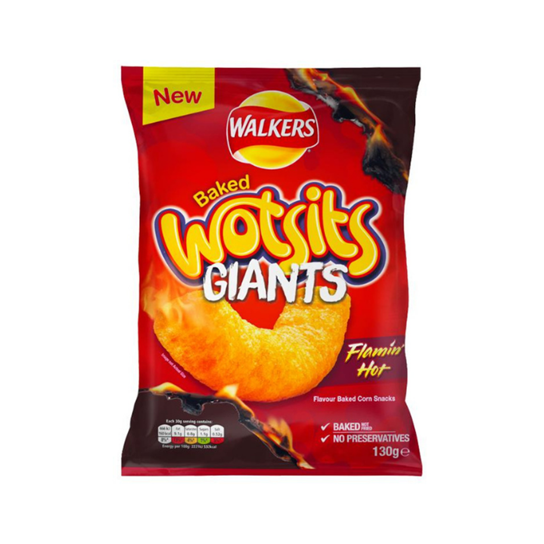 Walkers Baked Wotsits Giants Flamin' Hot | Box of 9 (130g) | Netcrisps ...