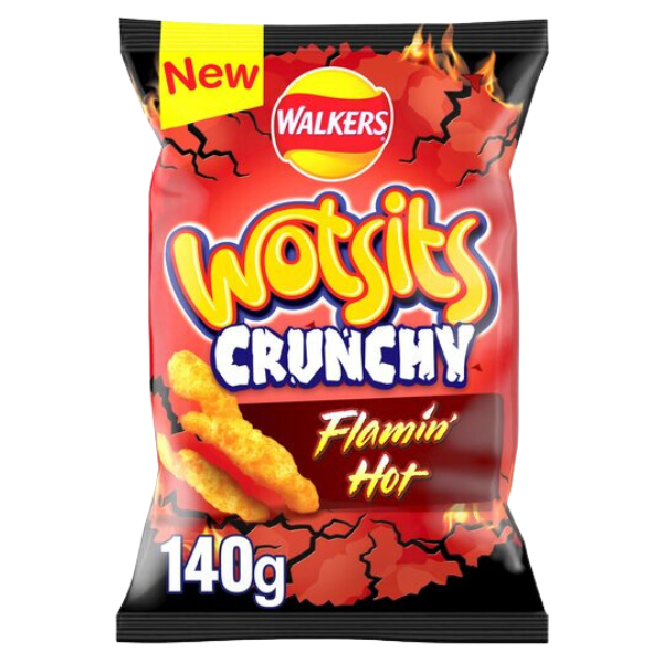 NEW Wotsits Crunchy Flamin' Hot Large Bags | Box of 12 Packets (140g)